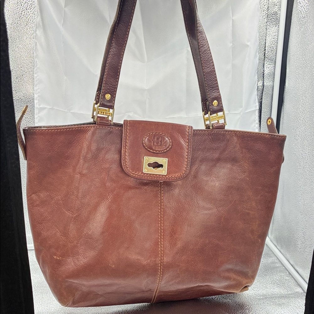 Brown Leather Basido Tote Bag